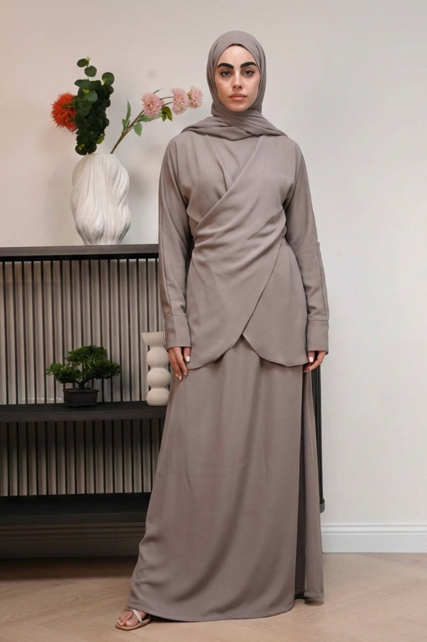 Essence Set in Mist Gray - Essential architectural design - AWAASHI Premier modest fashion