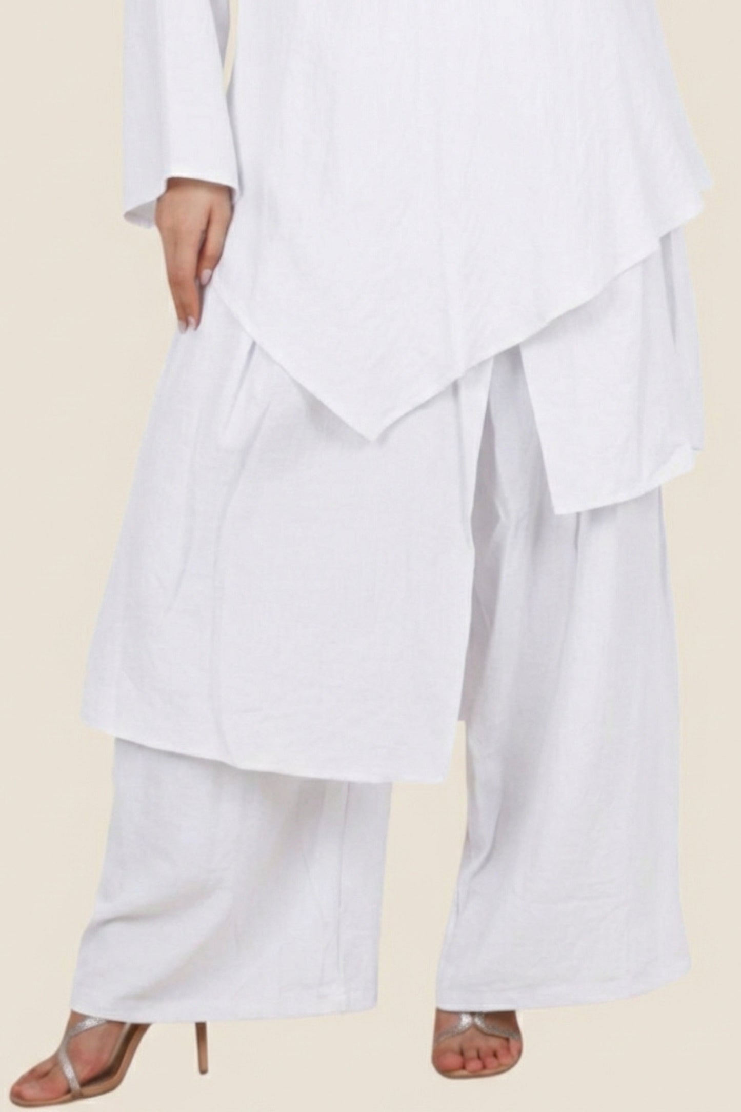 Haroof Palazzo - Side view - Arabic calligraphy architectural design - AWAASHI Premier modest fashion