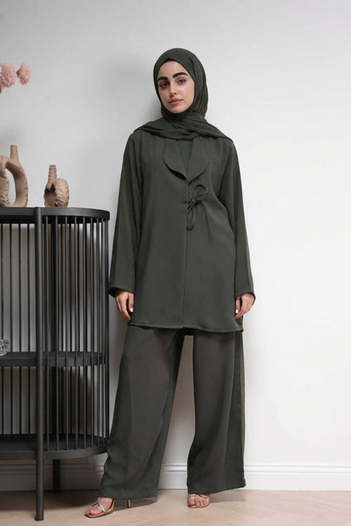 Load image 1 in gallery view. Serene Set in Olive - Serene architectural design - AWAASHI Premier modest fashion
