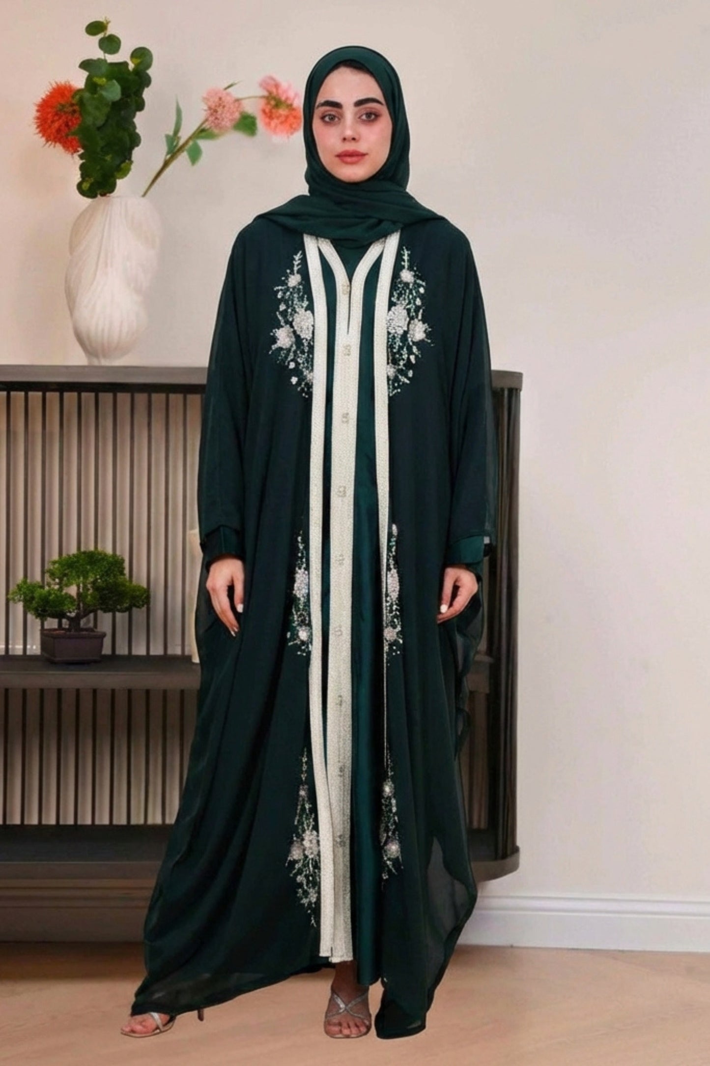 Jazmin Kaftan - Emerald Elegant kaftan design - AWAASHI Premier modest fashion
